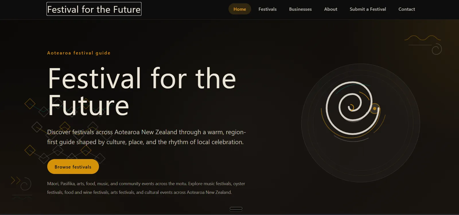 Festival for the Future Aotearoa festival guide homepage