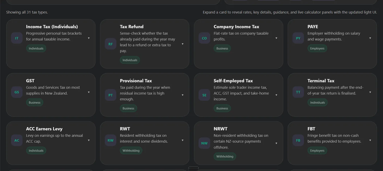 Taxpop New Zealand tax information and calculator interface